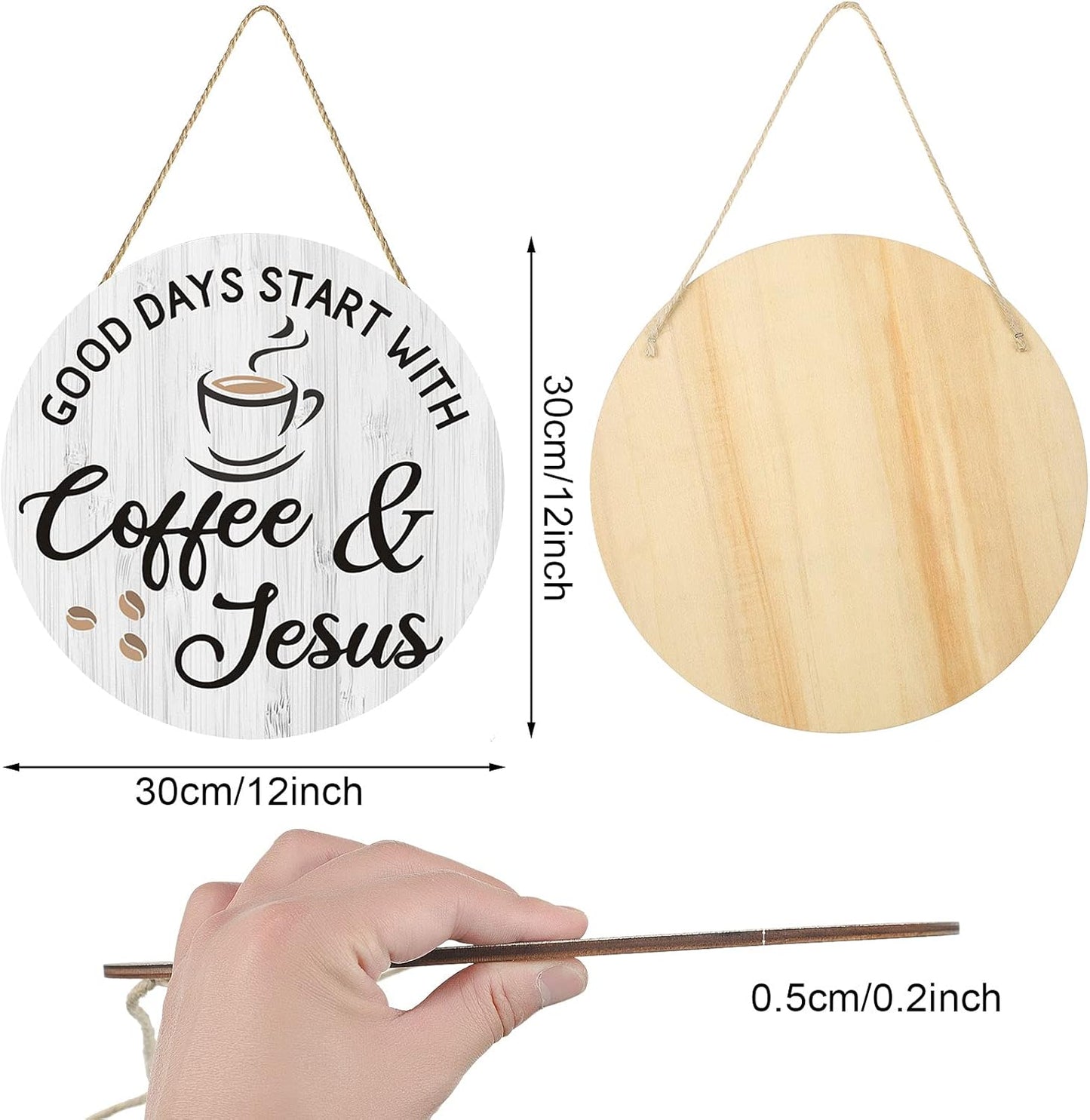 Coffee and Jesus Signs for Cafe Decor, 12'' X 12'' -White