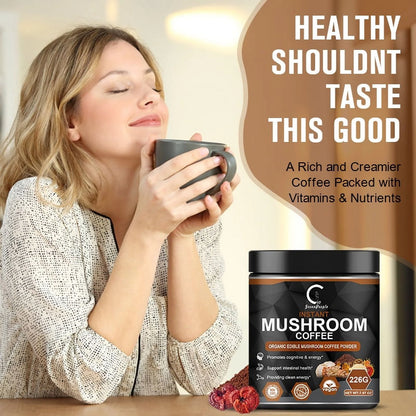 Mushroom Coffee Powders | Mushroom Supplement 7 Superfood Mix with Lion'S Mane, Reishi, Chaga, Cordyceps, Shiitake, Maitake & Turkey Tail - 113G (3.98Oz)