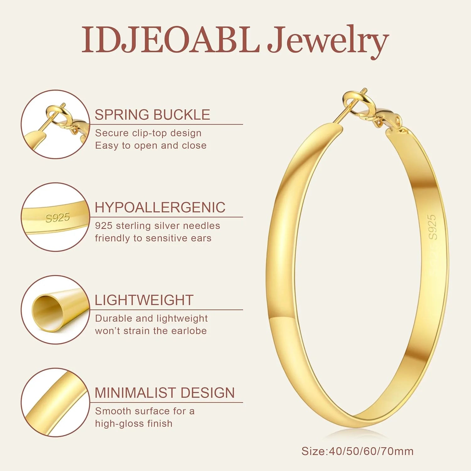  Gold Hoop Earrings 14K Gold 